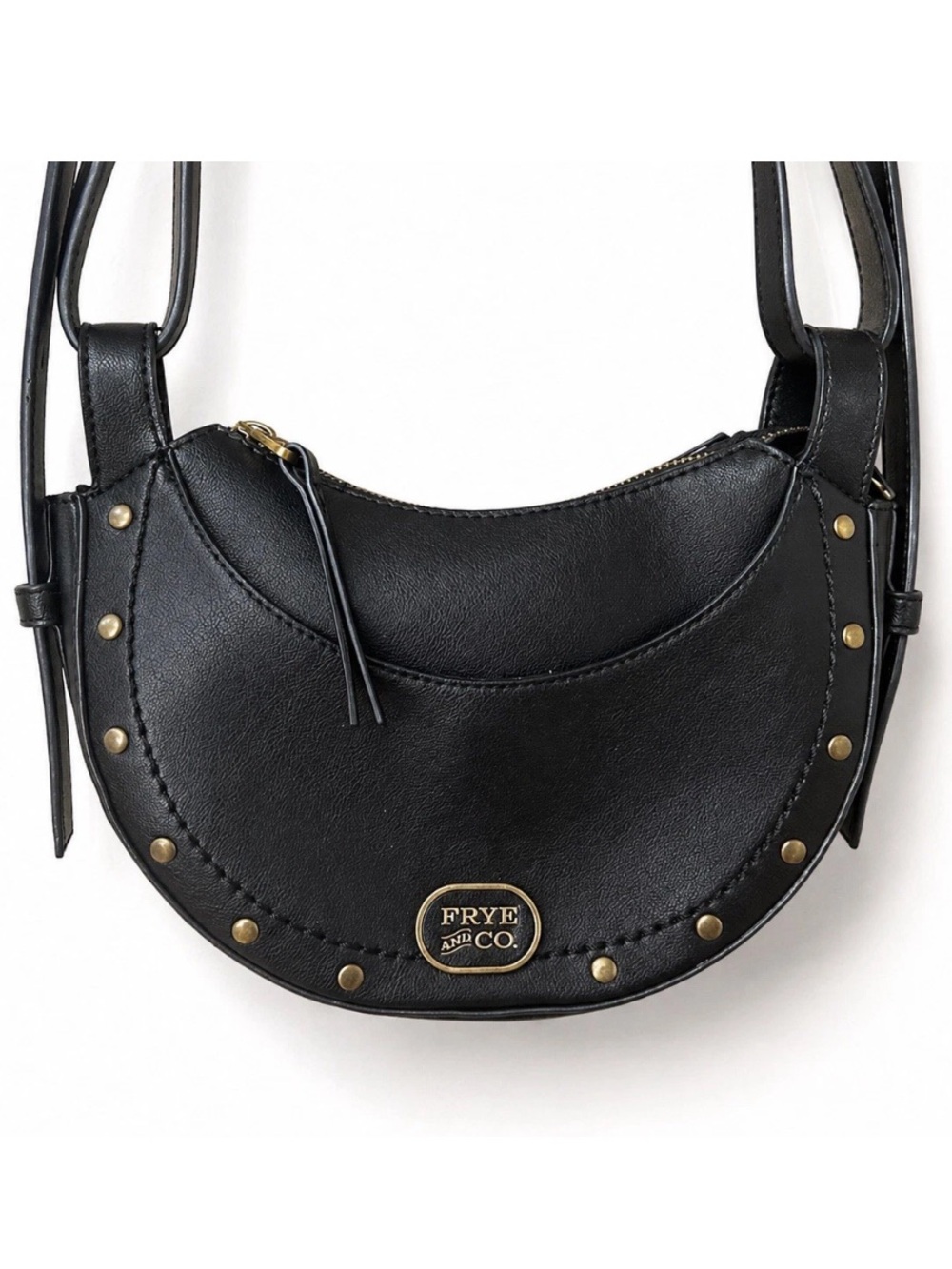 Frye & Co Blake Black Saddle Crossbody Bag Studded Western NWOT